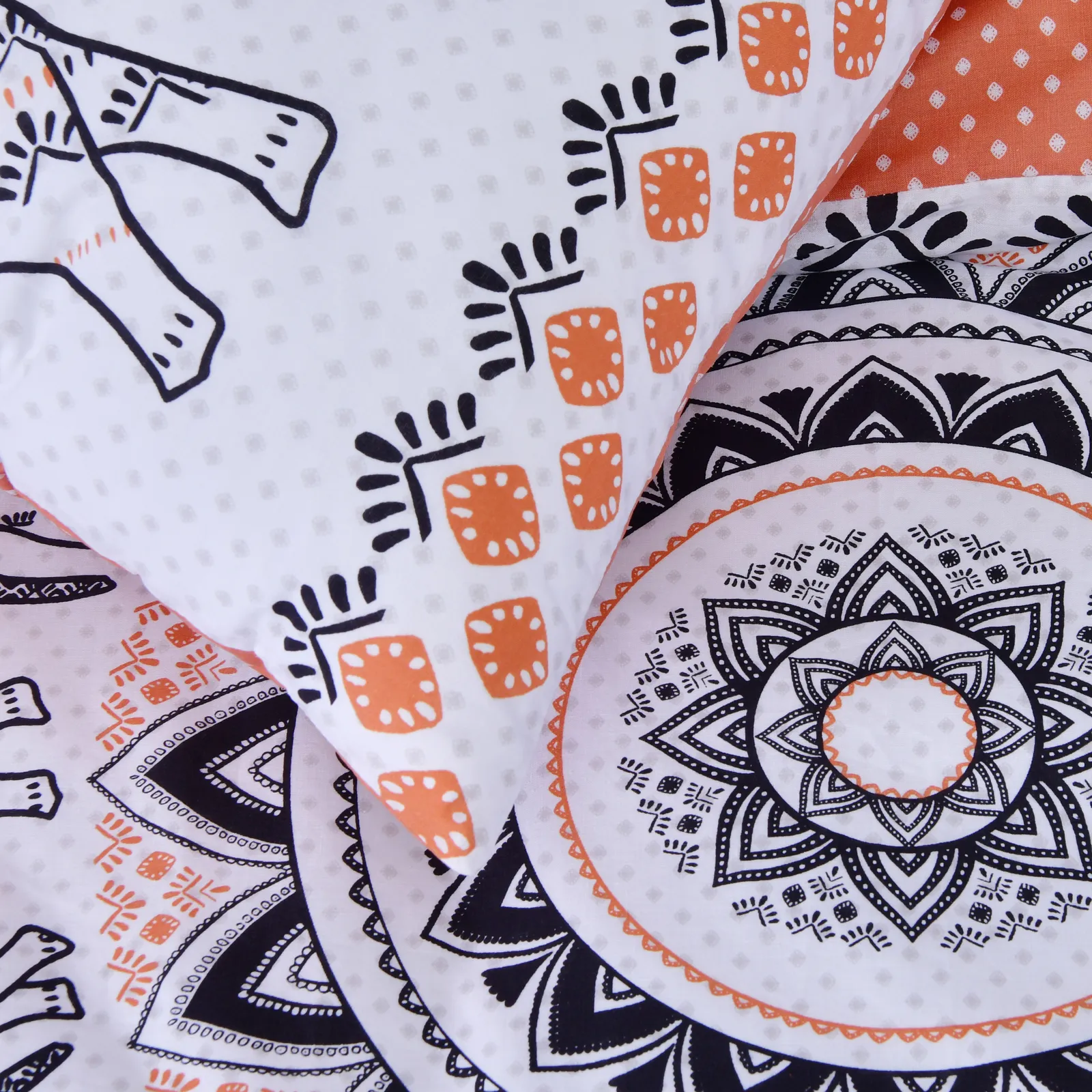 Smart Living Printed Reversible Polycotton Tribal Elephant Duvet Cover With Pillowcases in Burnt Orange 4