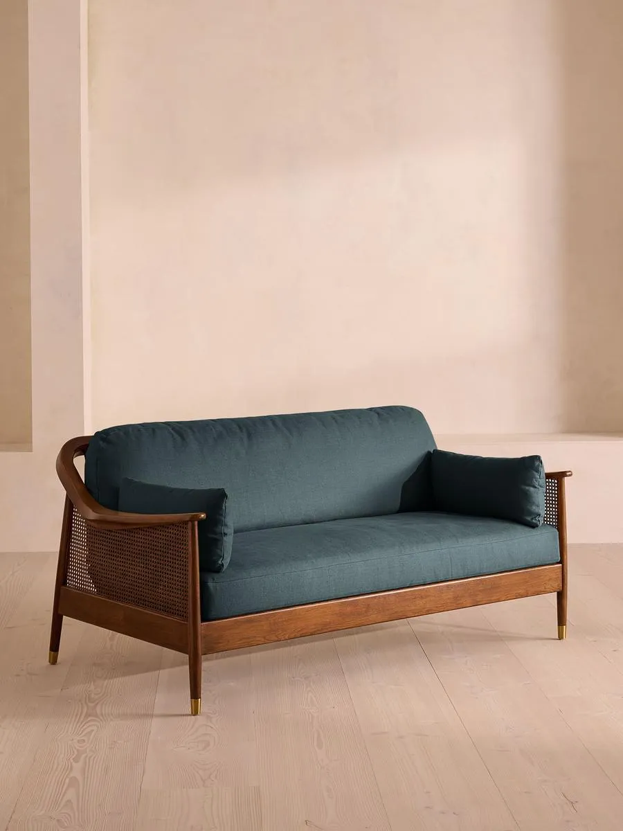 Atlanta Three Seater Sofa, Linen, Prussian Blue
