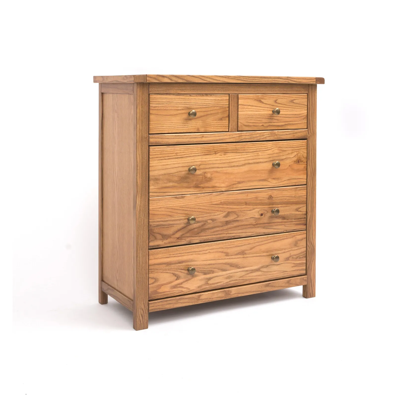 Cabinet Bits Trivento 5 Drawer Chest of Drawers Brass Knob in Natural 2