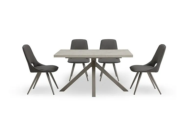 Matera Compact Dining Table with Star Base and 4 Faux Leather Chairs with Taupe Legs - Anthracite