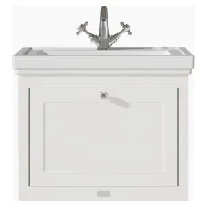 Bayswater Hartleigh Pointing White Traditional Wall Hung Vanity Unit & 1 Tap Hole Traditional Recessed Basin - 600mm