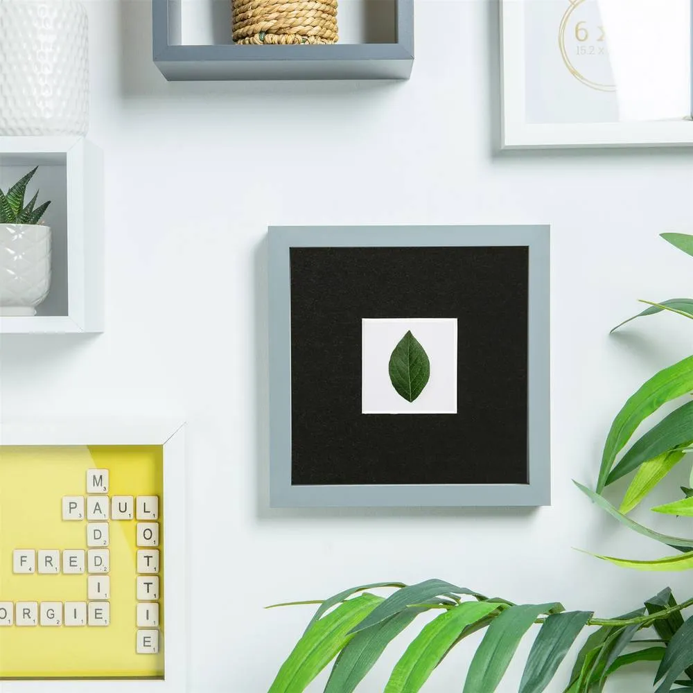 Nicola Spring 3D Box Photo Frames with 2" x 2" Mounts - 6" x 6" - Grey - Pack of 5 in Black 5
