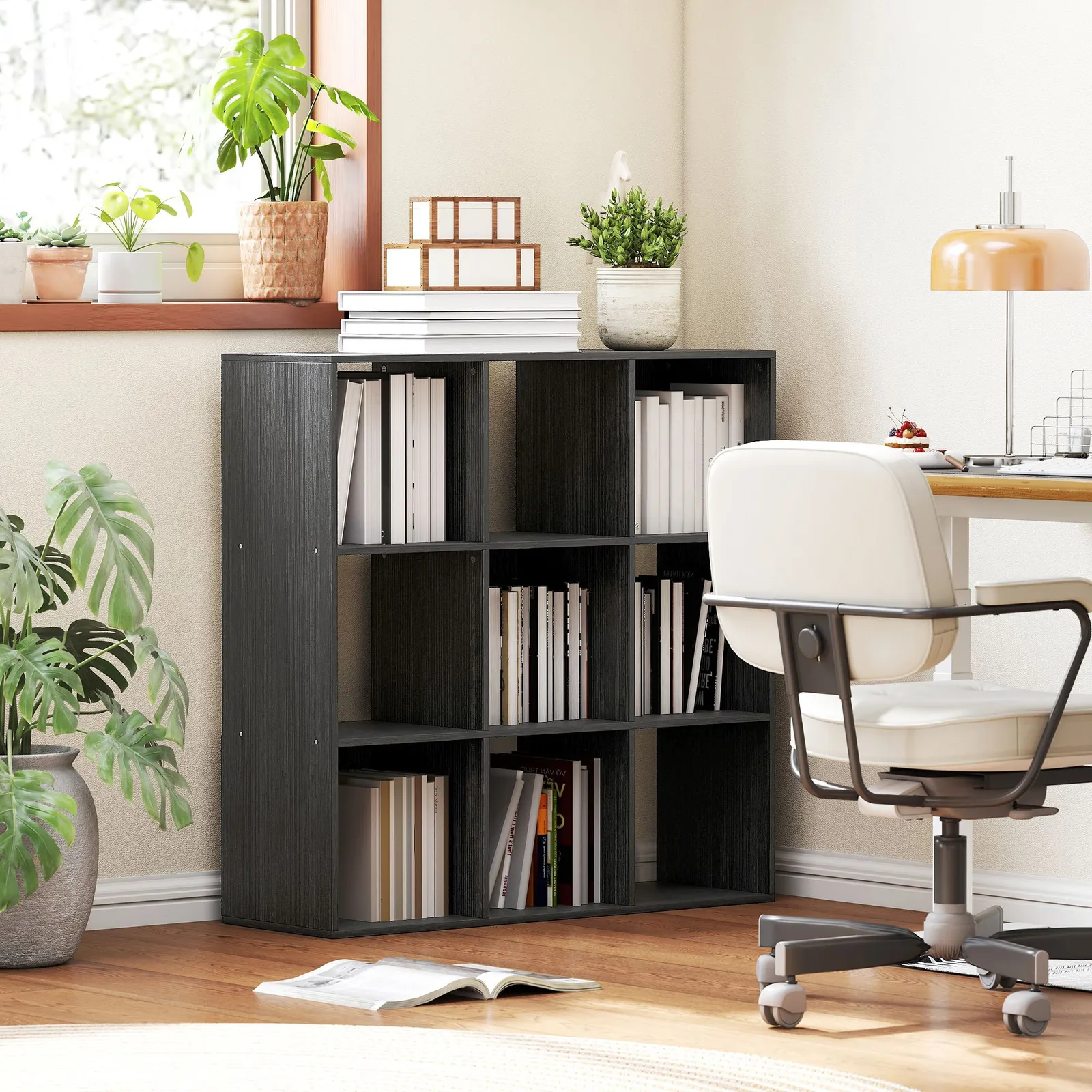 HOMCOM 9 Cube Storage Unit Cabinet Bookcase Display Shelves in Black
