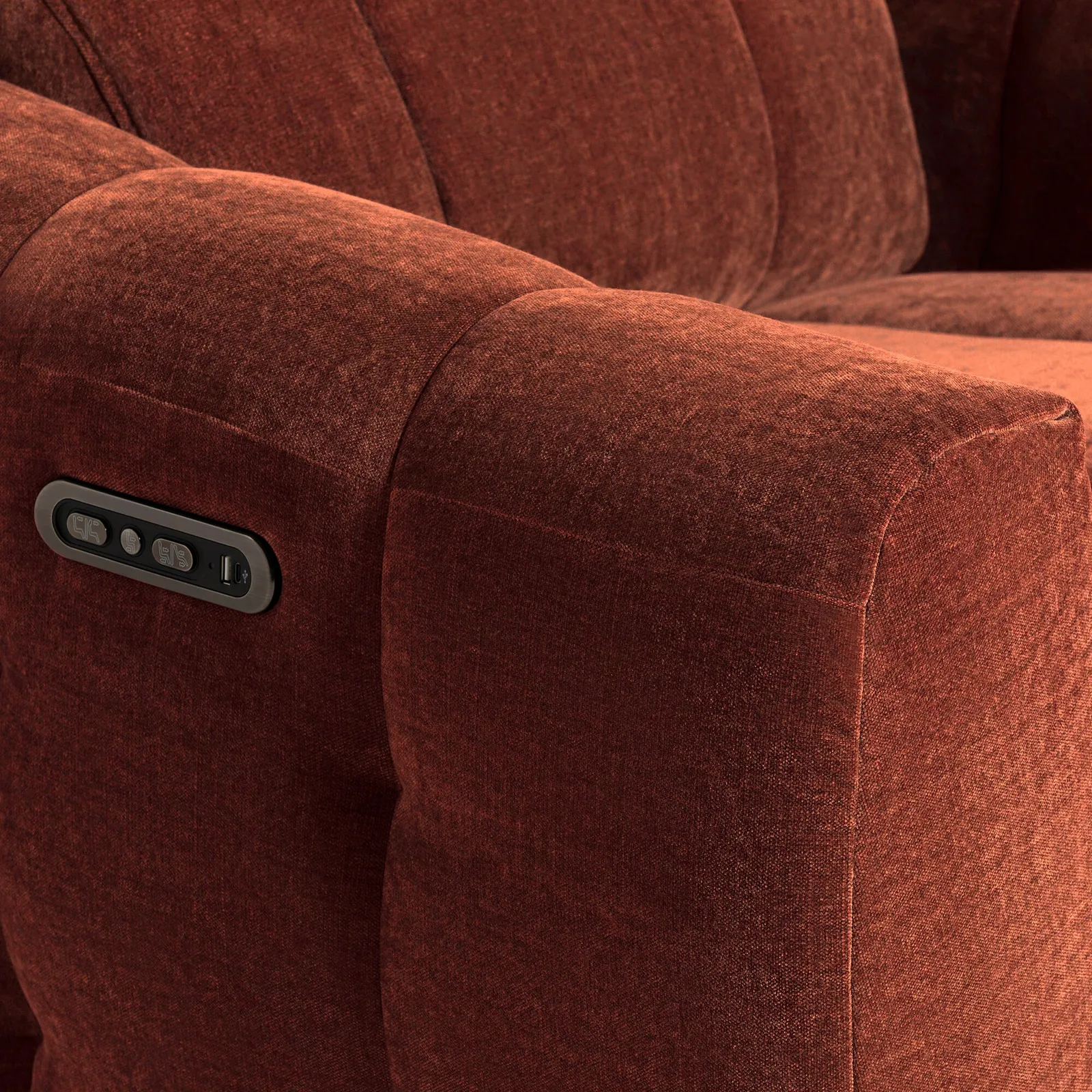 Montgomery Power Recliner Chair & Headrest, Red Fabric | Barker & Stonehouse 3