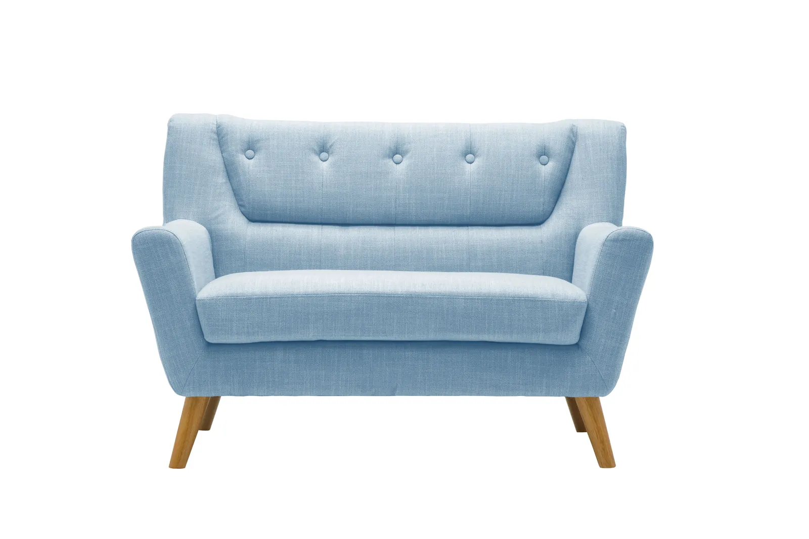 Birlea 2 Seater Sofa Lambeth Settee Modern Retro Style Fabric Wood Legs in Pale Blue 5