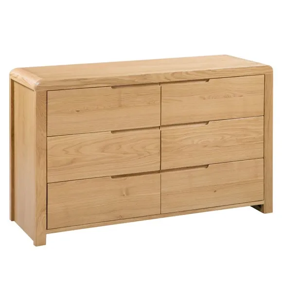 Curve Wide 6 Drawer Chest, Oak 2