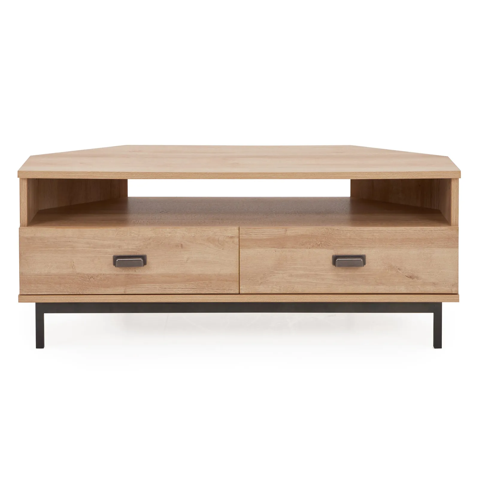 Fulton Oak Effect Corner TV Stand Light Oak