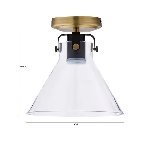 Paulson Antique Brass Bathroom Flush Ceiling Light 6
