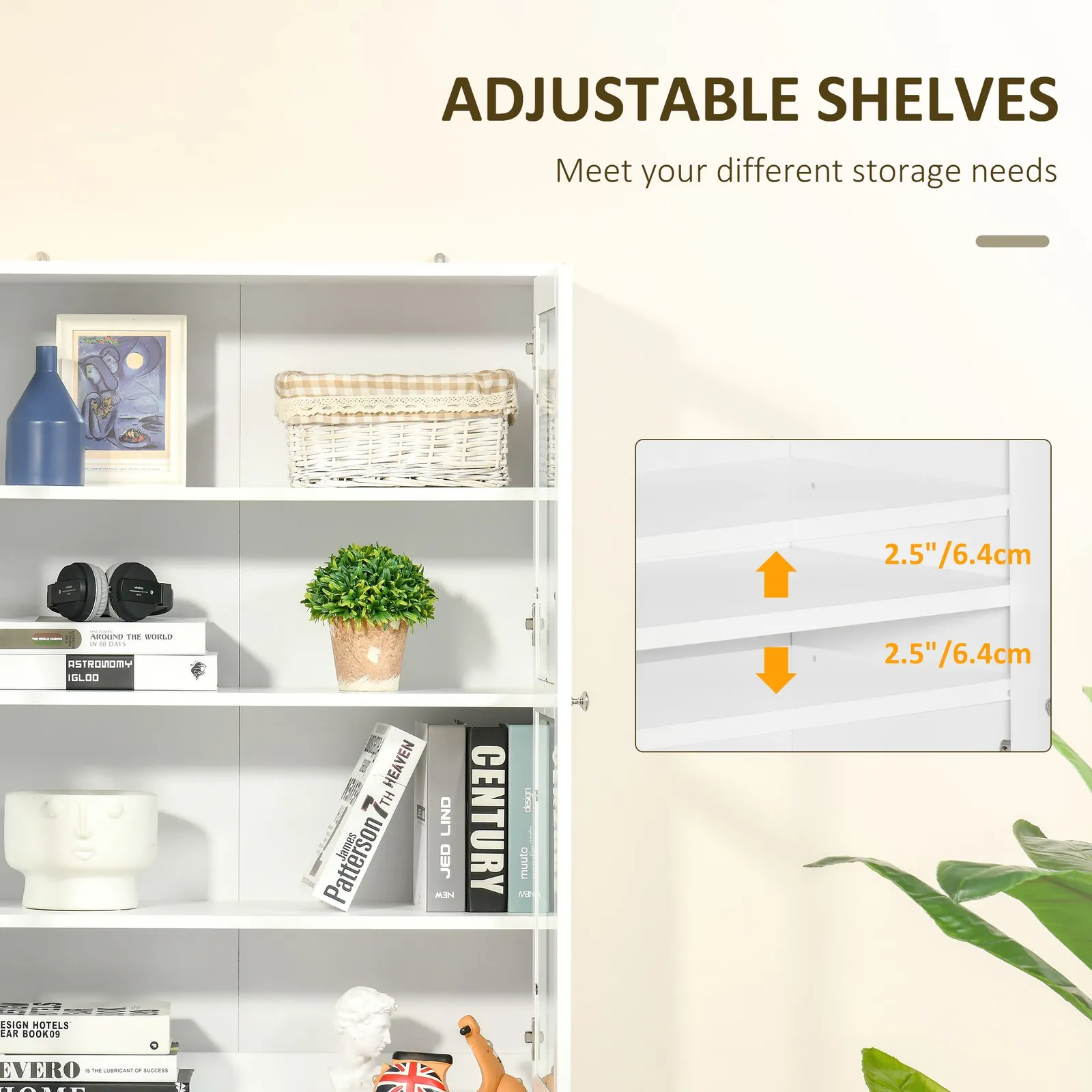 HOMCOM Modern Bookcase Display Storage Unit in White 5