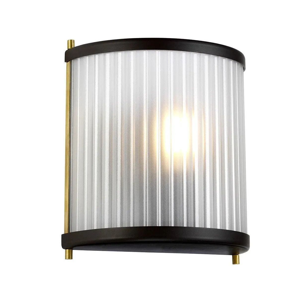Netlighting Corona Flush 1 Light Wall Light Museum Bronze Frosted Glass in Brown