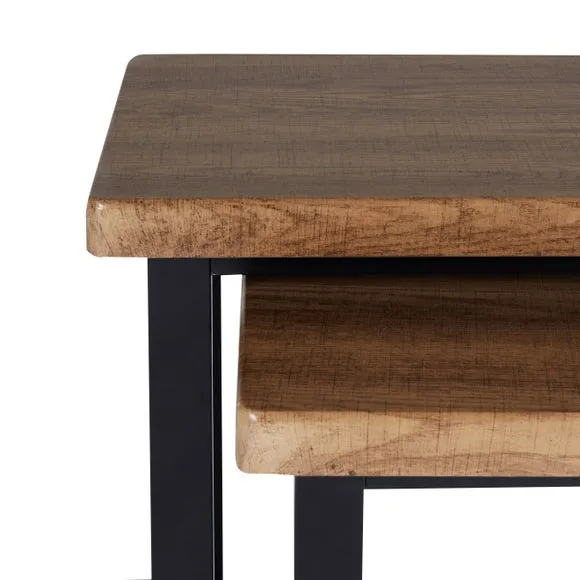 Freddie Nest of Side Tables, Rustic Wood Effect 5