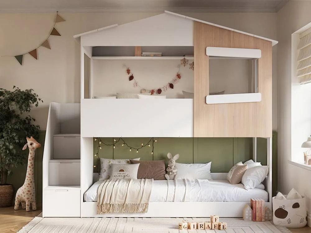 Flair Dreamland House Staircase Bunk Bed in White 2