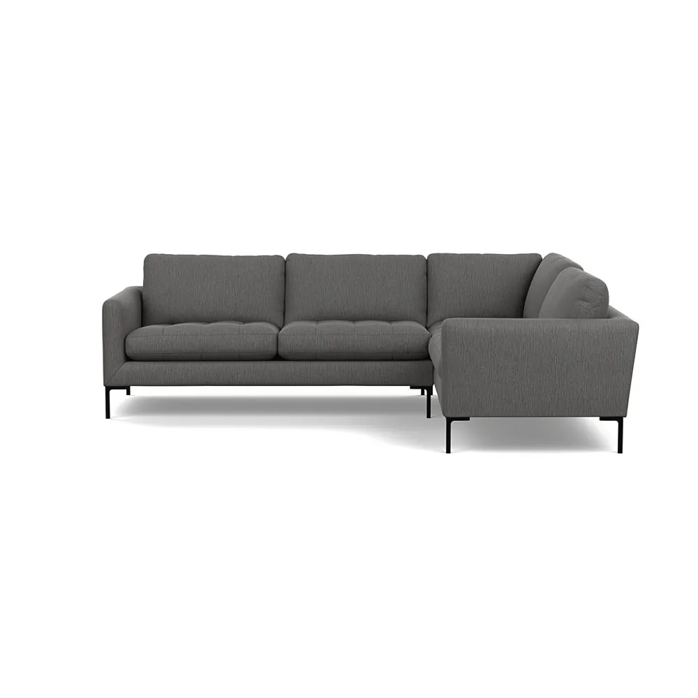 Heal's Eton Right Hand Facing Corner Sofa Smart Linen Mix Grey Black Feet
