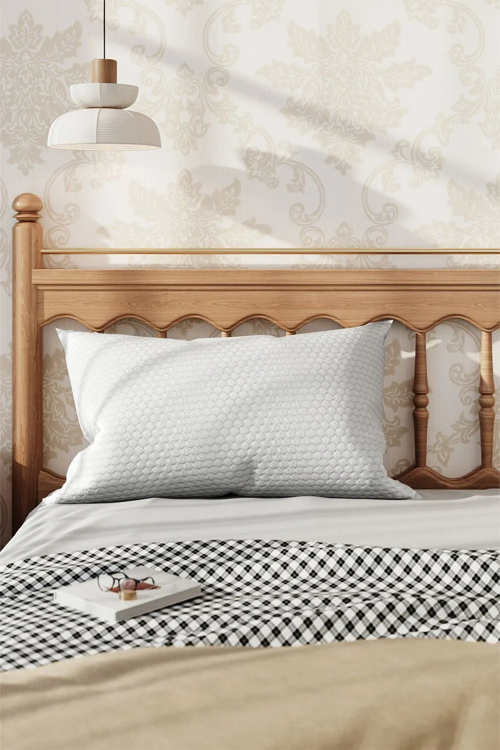 H&O Direct Queen Size Bamboo Fiber Fabric Shredded Memory Foam Adjustable Queen Bed Pillows in White