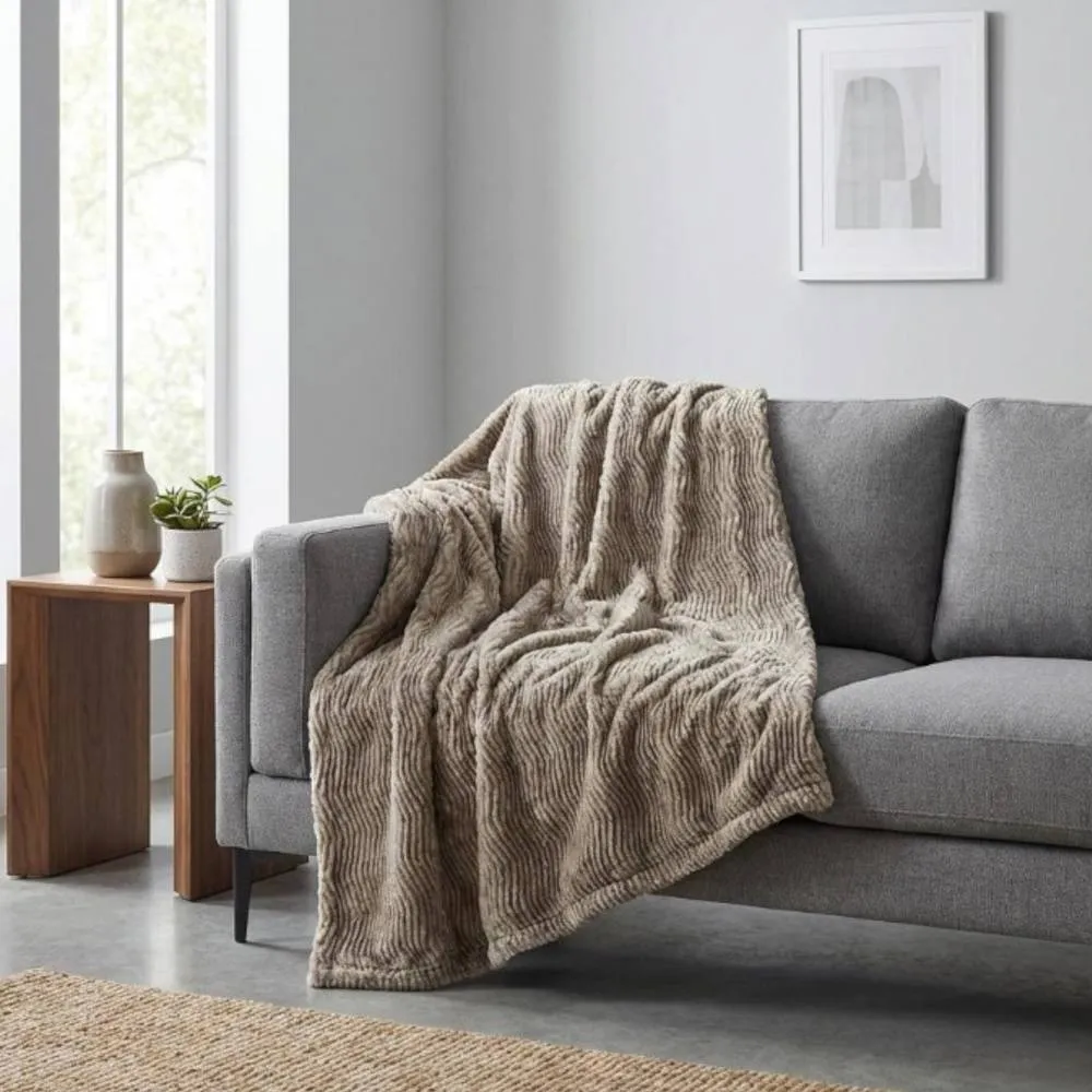 Garden Greatness Aurelle Mocha Faux Fur Statement Throw in Brown