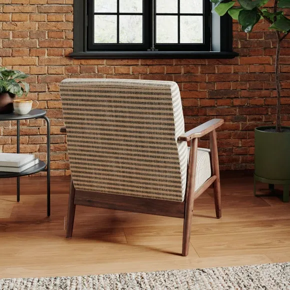 Quinn Textured Stripe Chenille Wooden Arm Accent Chair 2