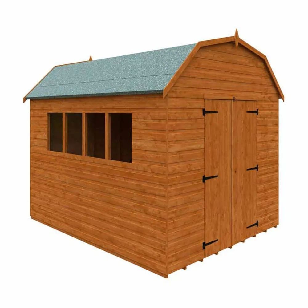 Buttercup Farm 10 x 8 Feet Barn 12mm Shed - Solid Wood/Softwood/Pine in Burnt Orange