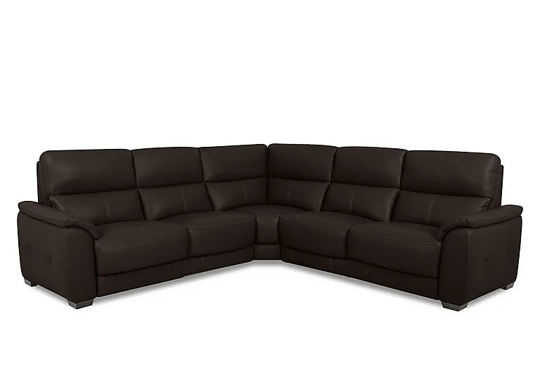 Saffron Large Leather Corner Sofa - Dark Chocolate