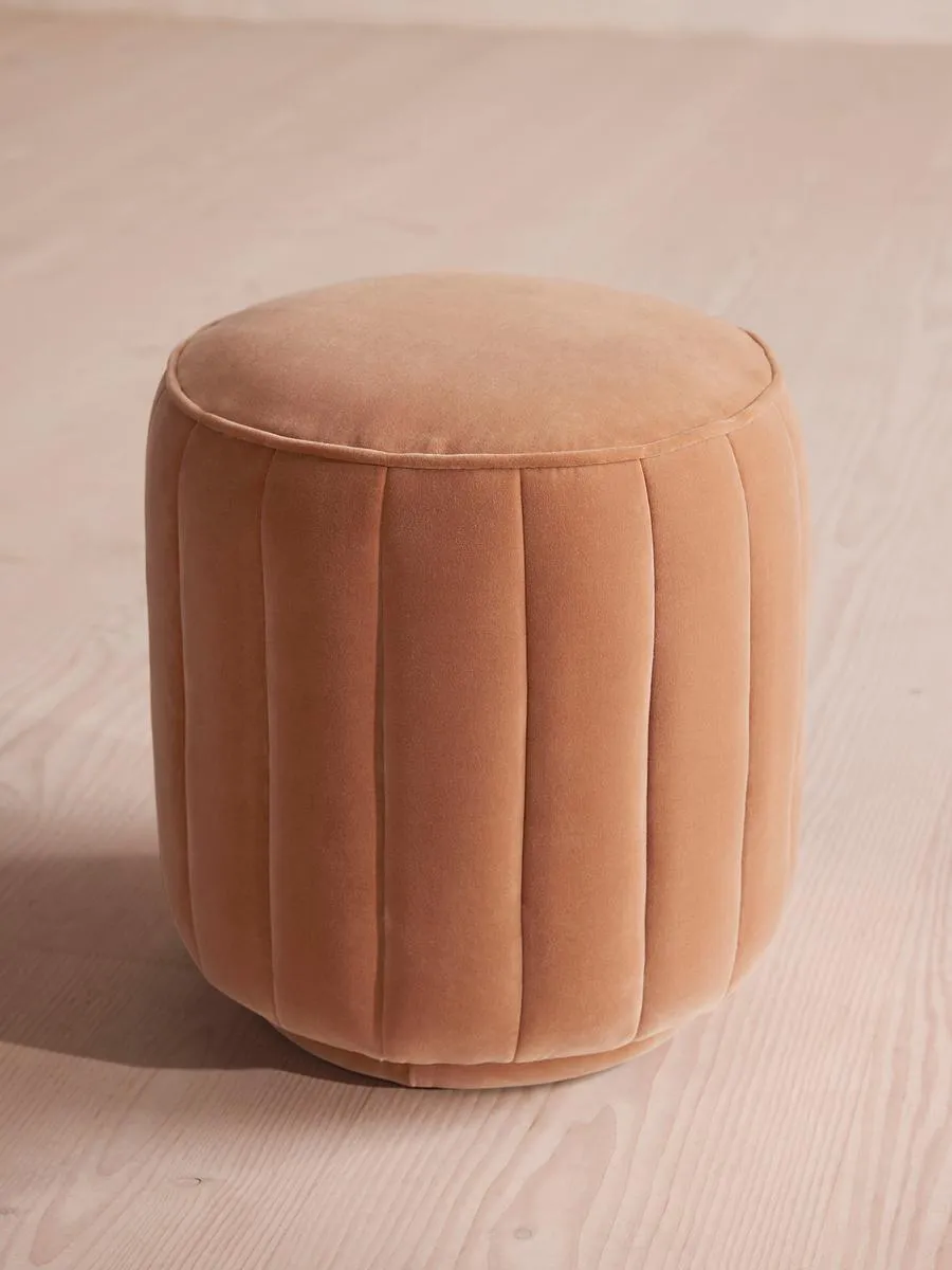 Romi Footstool, Velvet, Antique Rose