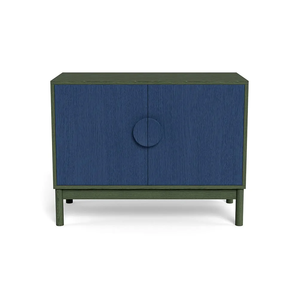 Heal's Tinta Small Sideboard Green Stain Carcass Blue Stain Doors 1