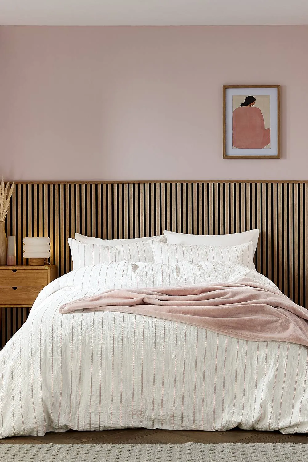 Helena Springfield 'Waffle Stripe' Duvet Cover Set in Pink