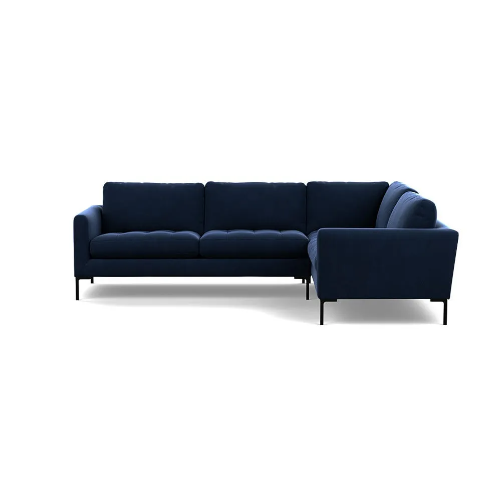 Heal's Eton Right Hand Facing Corner Sofa Smart Velvet Dusk Black Feet 1
