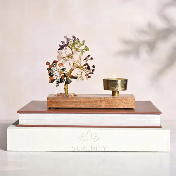 Serenity 7 Chakras Gemstone Tree Tealight Holder