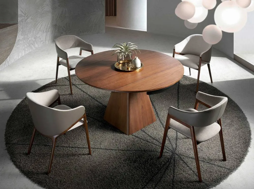 Angel Cerda Model Grey Fabric & Dark Mink Leatherette Dining 4