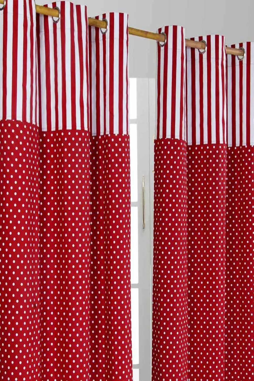 Homescapes Polka Dots Red Ready Made Eyelet Curtain Pair