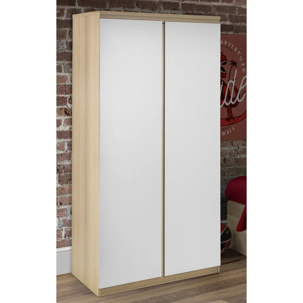 Jupiter Oak and White 2 Door Wardrobe
