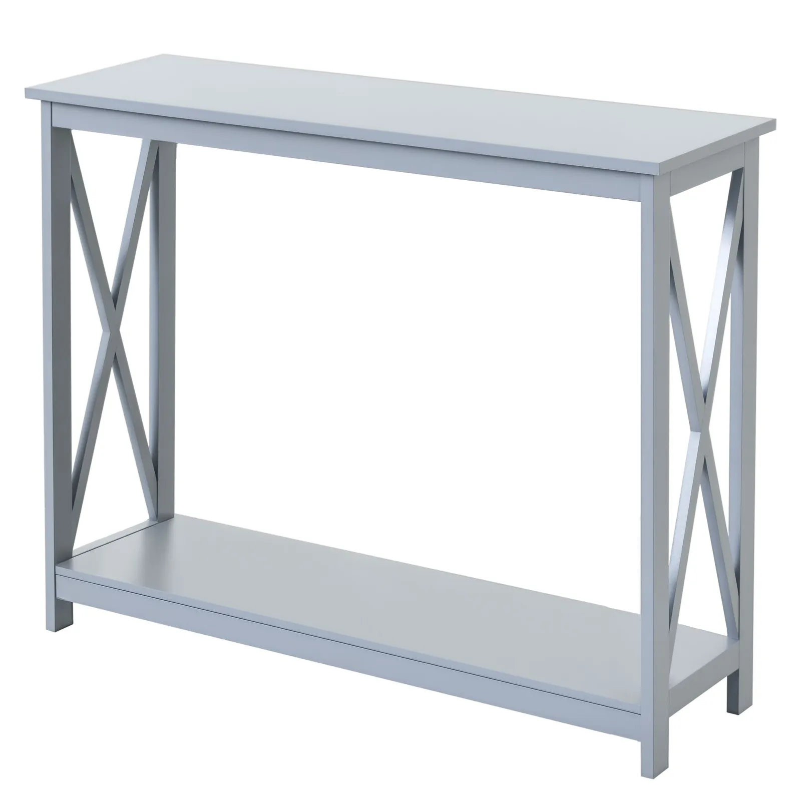 HOMCOM Grey Console Table with Shelf, Display Shelf Stand Furniture 2