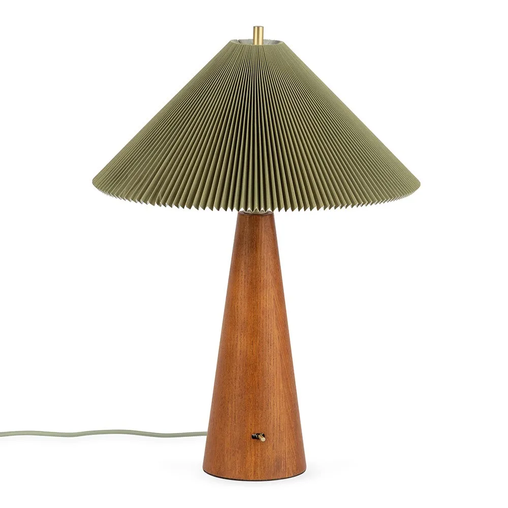 Heal's Woodland Table Lamp Sage Pleat/Wood 2