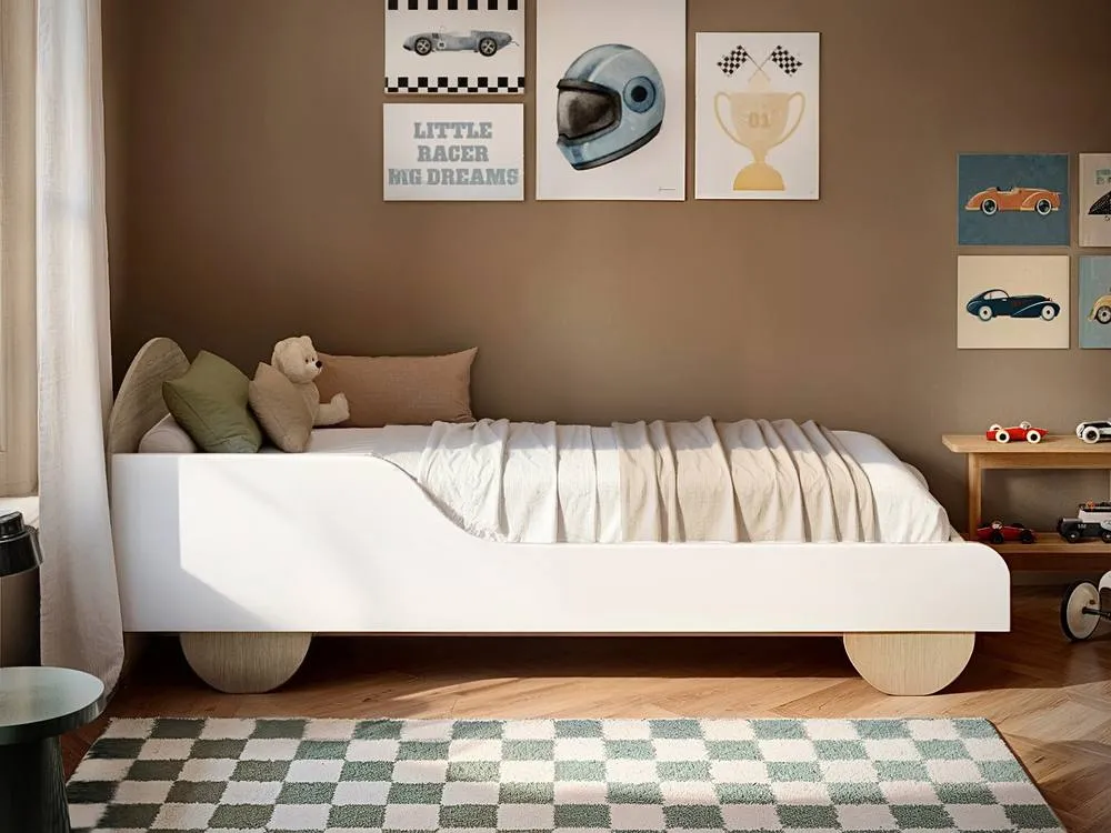 Flair Oliver Car Wooden Bed White & Oak 2