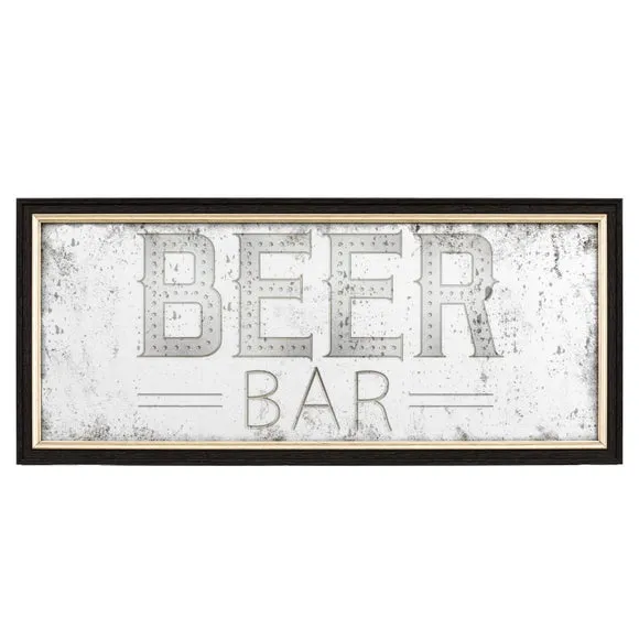 Cedar and Sage Antique Printed Beer Bar Wall Mirror
