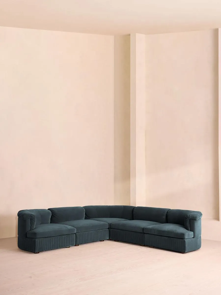 Oona Modular Sofa, Corner Sofa, Velvet Grey Blue