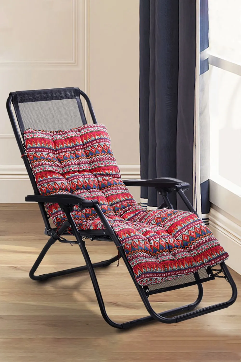 Living and Home 160cm L x 50cm W Ethnic Print Button Tufted Lounge Cushion in Red