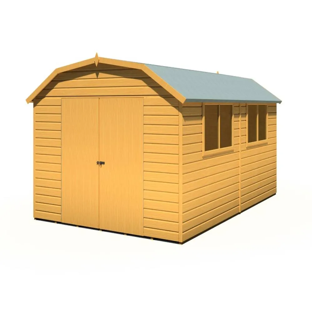 Shires Barn 12x8 DD Premium Sheds - L257.4 x W371.4 x H225.6 cm in Light Tan