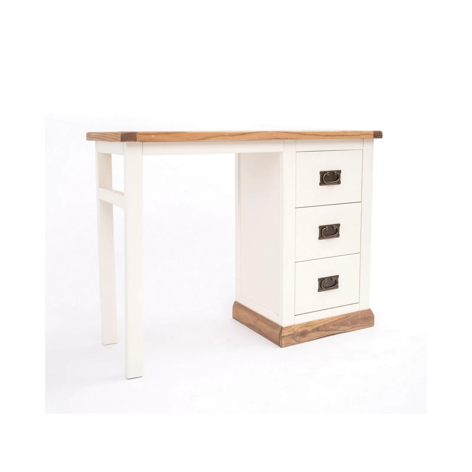 Cabinet Bits Tropea 3 Drawer Desk - Dressing Table Brass Drop Handle in Off-White 2