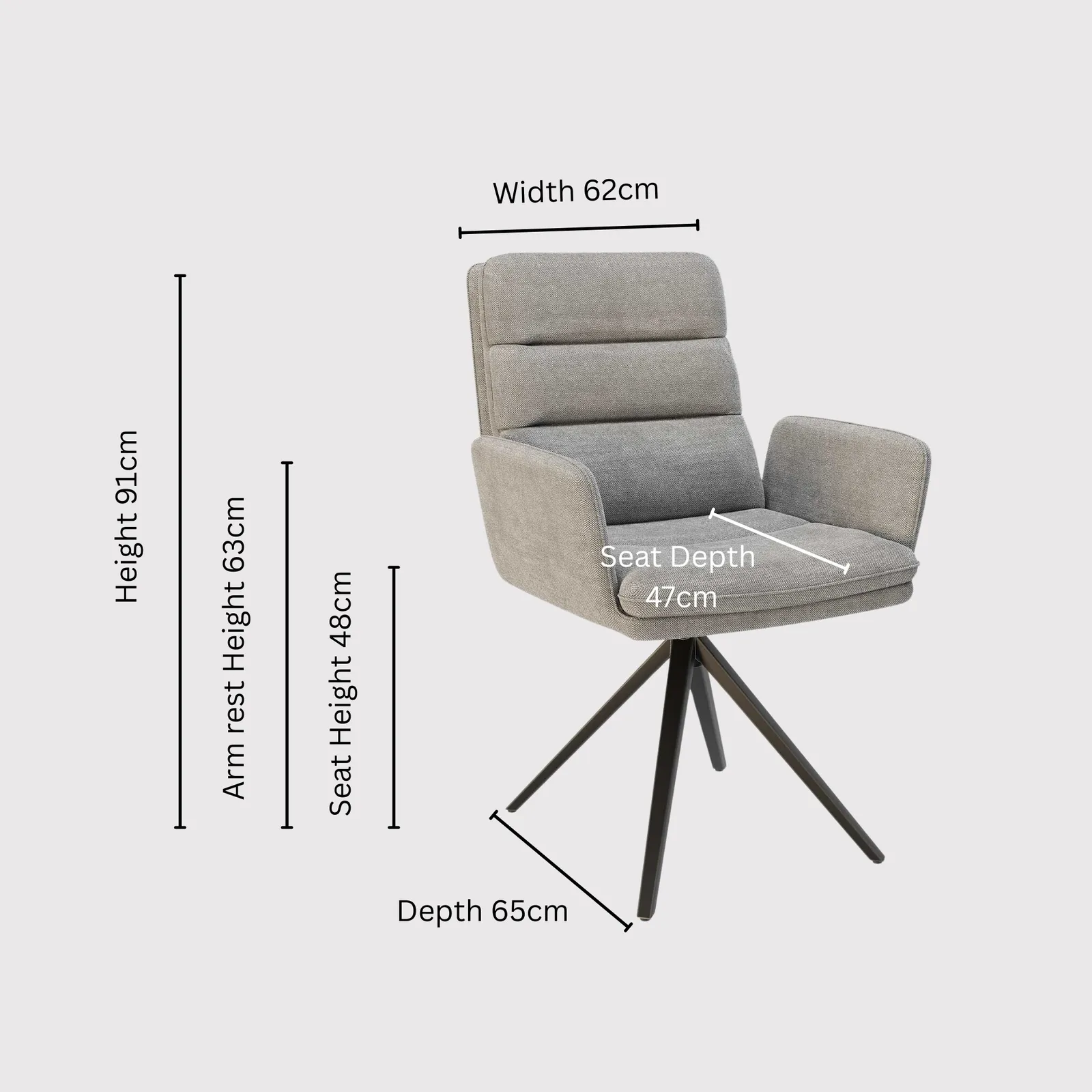 Innsbruck Swivel Dining Chair, Grey Fabric | Barker & Stonehouse 4