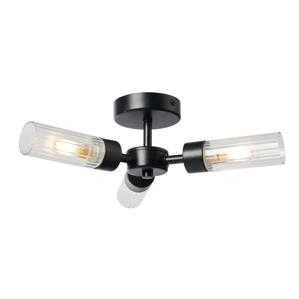 Kier Semi Flush Bathroom Ceiling Light, Black 1