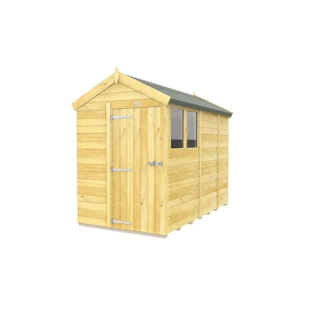Buttercup Farm 5 x 9 Feet Apex Shed - Single Door W/ Windows - L272 x W147 x H217 cm in Brown