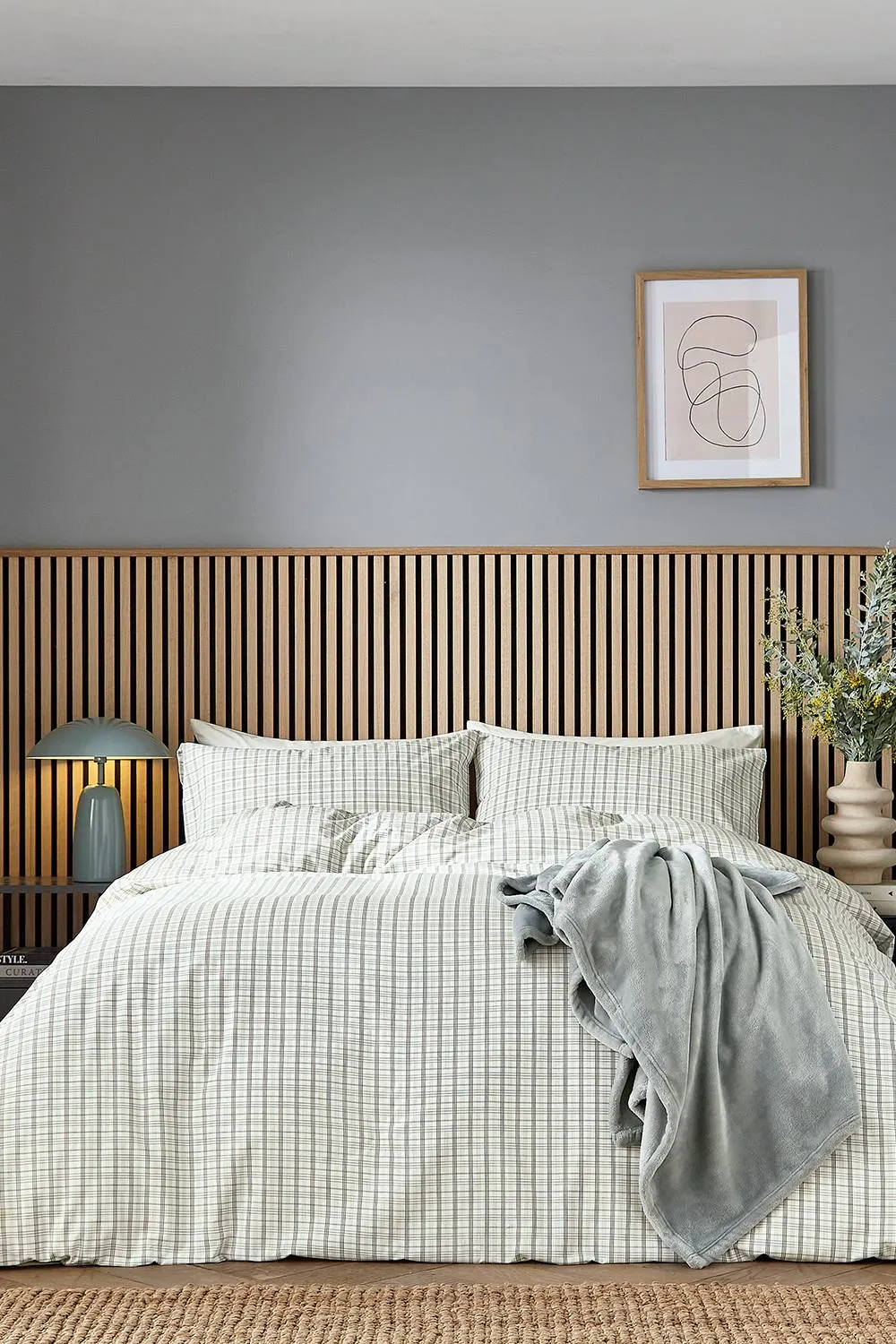 Helena Springfield 'Tranquil Check' Duvet Cover Set in Grey 1
