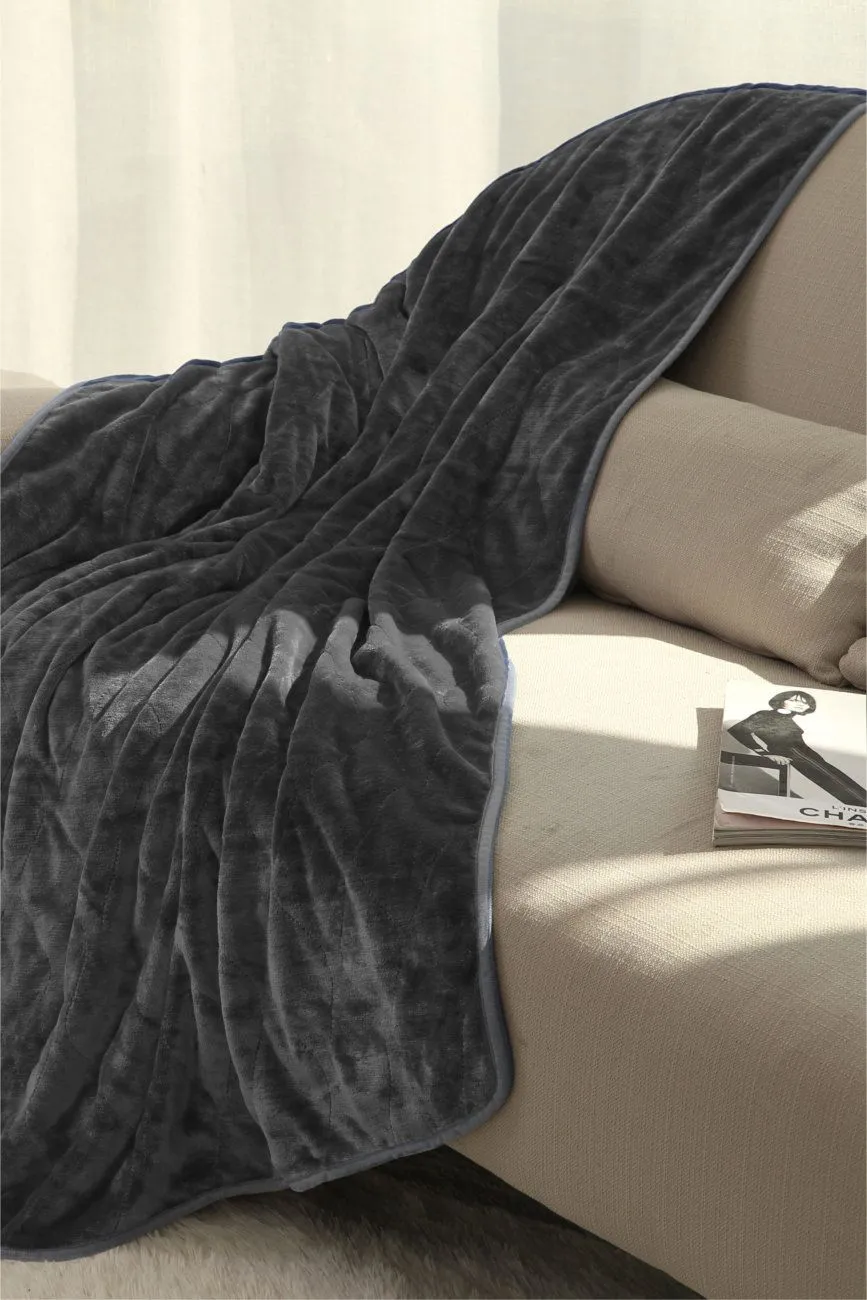 Ezysleep Super Soft Cosy Heated Fleece Throw Blanket With Adjustable Control in Grey