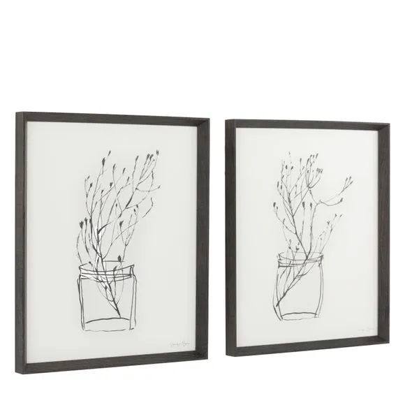 Cedar and Sage Set of 2 Botanical Linework Framed Prints 6