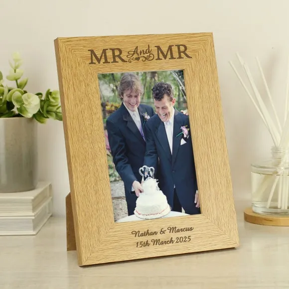 Personalised Mr and Mr Oak Finish Photo Frame 3
