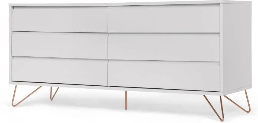 Elona wide chest of drawers, grey and copper