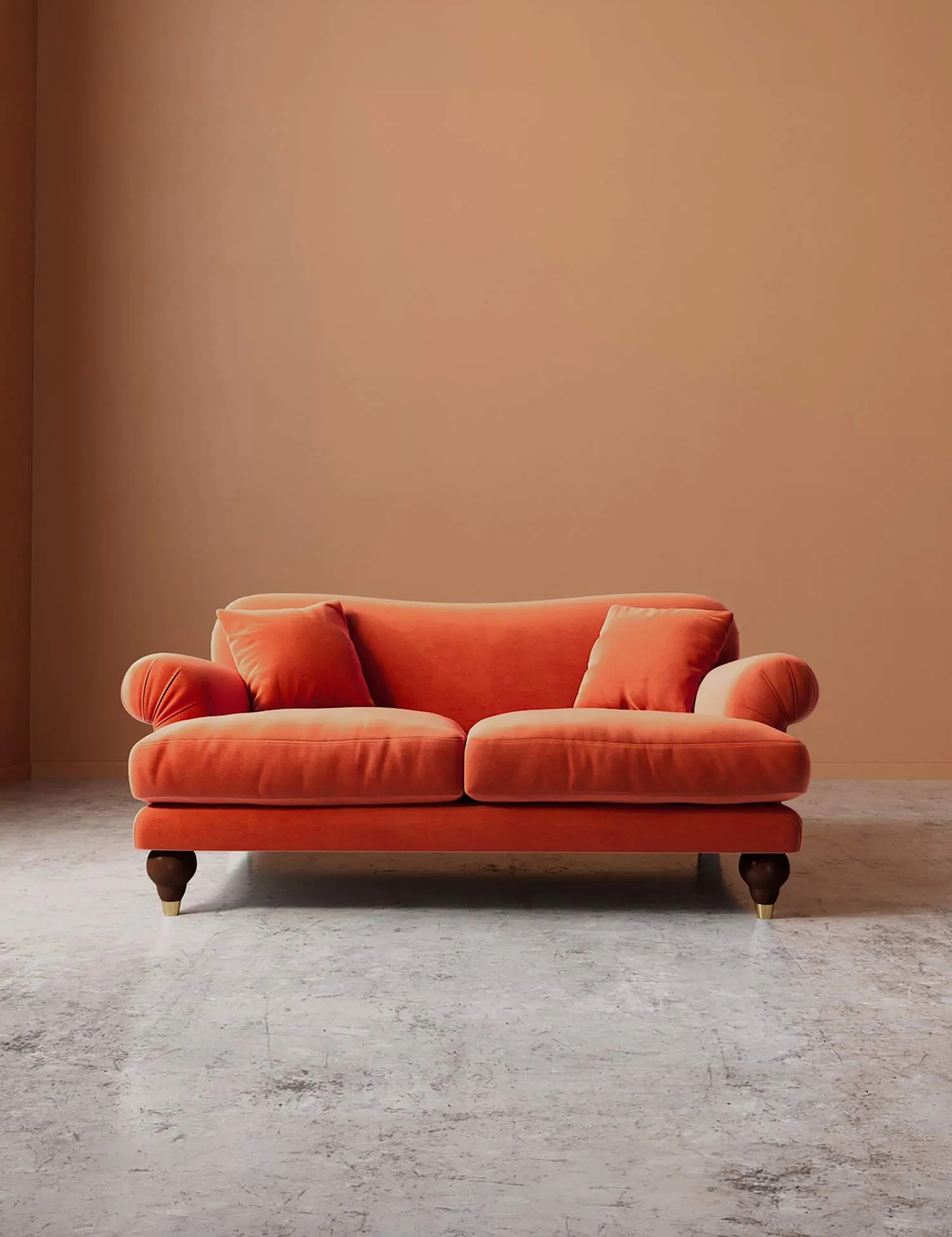 Swoon Willows Easy Velvet 2 Seater Sofa Orange