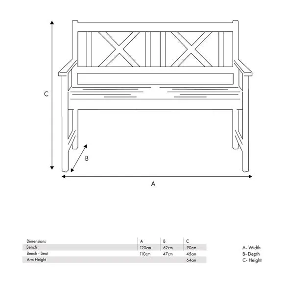Cambridge 2 Seater Acacia Wood Bench 5