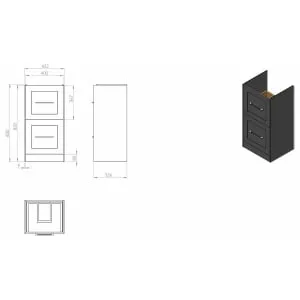 Concept Stone Grey Shaker Freestanding Vanity Unit & Basin - 450mm 2