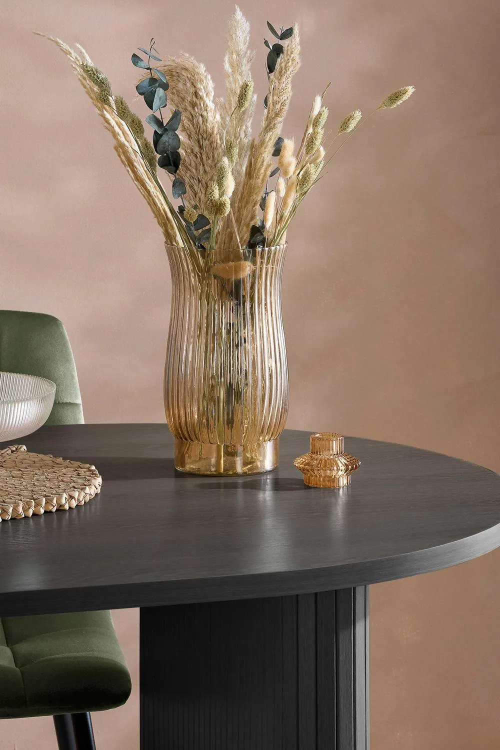 Birlea Axel Oval Fluted Dining Table With 4 Chairs in Black 3